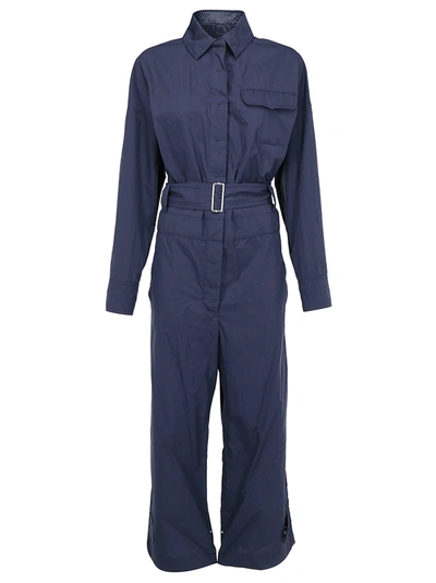 Moncler Genius 2 Moncler 1952 Tuta Belted Cotton-blend Jumpsuit In Blue