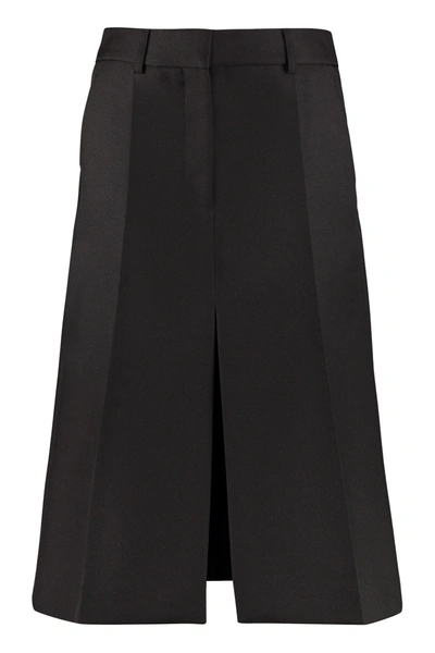 Stella Mccartney Gabardine Midi Skirt In Nero