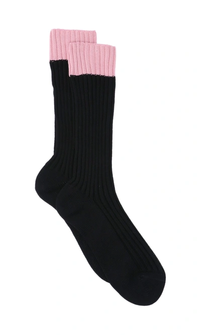 Prada Ribbed Socks In Black