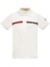 Moncler Teen Logo Embroidered Polo Shirt In White
