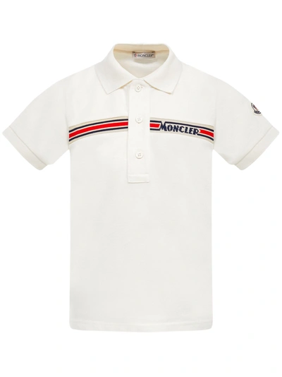 Moncler Kids' 珠地网眼棉polo衫 In White