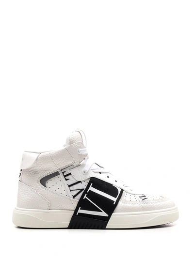 Valentino Garavani Vl7n Mid-top Leather Sneakers In White