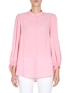 Alexander Mcqueen Pink Draped Sleeve Blouse In Rosa
