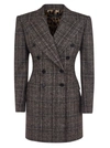 DOLCE & GABBANA CHECKED DOUBLE-BREASTED LONG BLAZER,11467094