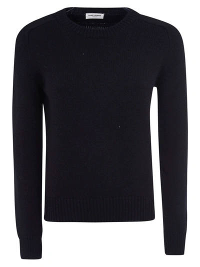 Saint Laurent Rib Knit Pullover In Black