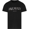 BALMAIN BLACK -SHIRT WITH LOGO FOR GIRL,6N8551NX290930AG
