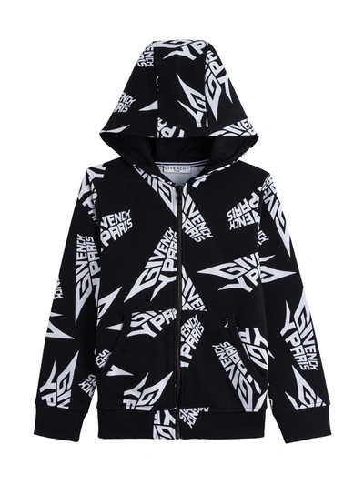Givenchy Kids' All Over Logo Hoodie In Black