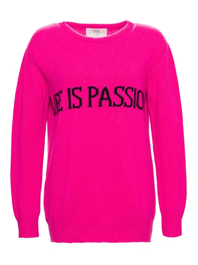 Alberta Ferretti Intarsia Knit Cashmere & Wool Jumper In Fuchsia