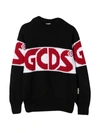 Gcds Mini Black Sweater For Kids With Red Logo In Nero