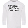 BURBERRY WHITE T-SHIRT FOR KIDS WITH LOGO,11521314