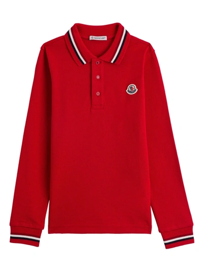 Moncler Kids' Long Sleeves Polo Shirt In Red