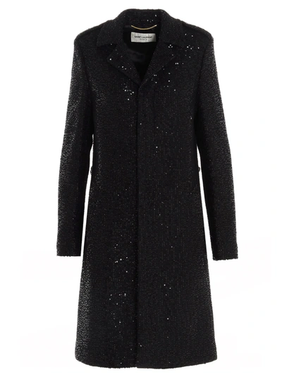 Saint Laurent Single Breasted Coat In Black