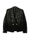 BALMAIN BLACK METALLIC BLAZER.,6N2044NB220930