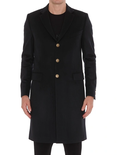 Givenchy Single Breasted Wool Cashmere-blend Overcoat In Black