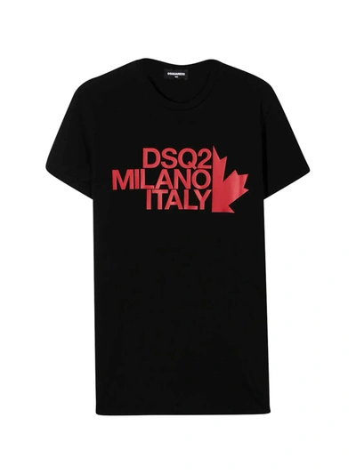 Dsquared2 Kids' Black T-shirt In Nero