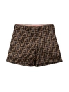 FENDI BROWN SHORTS WITH FF PATTERN,11547436