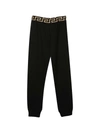 Young Versace Waistband-logo Track Pants In Nero