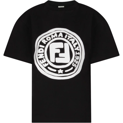 Fendi Teen Ff Roma T-shirt In Black