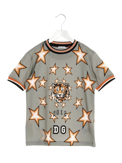 Dolce & Gabbana Kids' Tiger T-shirt In Grigia