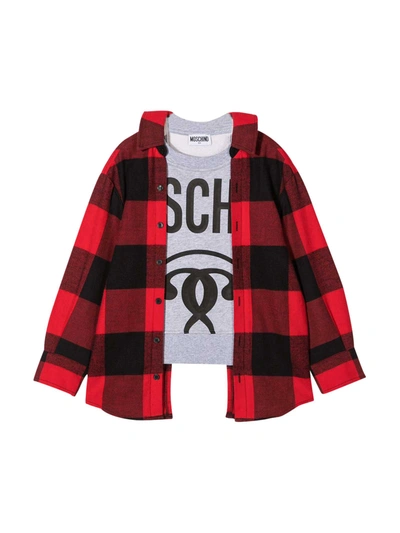 Moschino Multicolor Sweatshirt With Black Logo Moschibo Kids In Rosso/nero