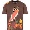 DOLCE & GABBANA BROWN T-SHIRT FOR BOY WITH OWL,11572845