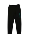 BALMAIN BLACK TROUSERS WITH BLUE LOGO,6N6637 NX300 930