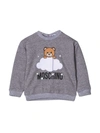 MOSCHINO GREY SWEATSHIRT WITH TOY AND LOGO PRESS,11572764