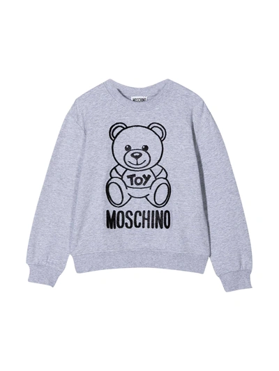 Moschino Kids' Grey Sweatshirt With Black Toy Press In Grigio