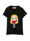 CHIARA FERRAGNI BLACK COTTON DOLL PRINT T-SHIRT FROM,11600167