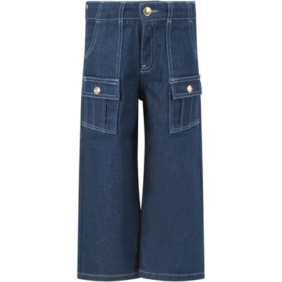 Chloé Kids' Blue Jeans For Girl With Logo