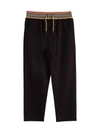 Burberry Icon Stripe Drawstring Trousers In Nero