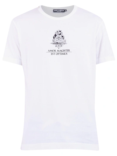 Dolce & Gabbana Cotton T-shirt With Print In Cream