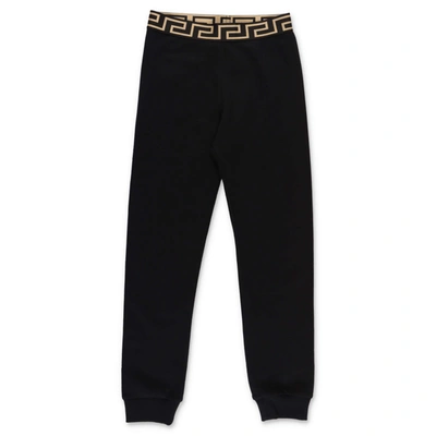 Young Versace Kids' Waistband-logo Track Trousers In Nero