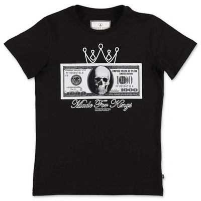 Philipp Plein Junior Kids' Dollar Print T-shirt In Black