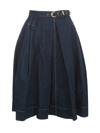 VERSACE JEANS COUTURE PLEATED DENIM SKIRT W/BELT,11616733