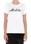 Off-white Script Logo Print T-shirt In Bianco/nero
