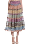 ZIMMERMANN CAMABY TIERED M SKIRT IN MULTICOLOR SYNTHETIC FIBERS,11635920
