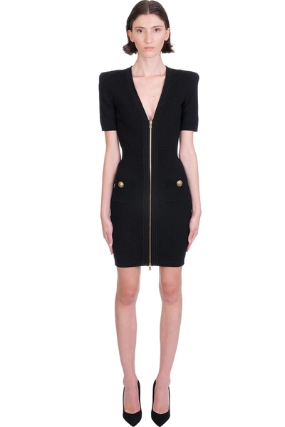 Balmain Dress In Black Viscose