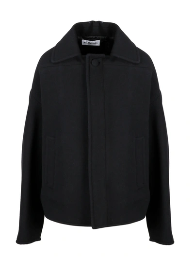 Balenciaga Upside Down Peacoat In Nero