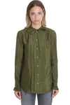 GOLDEN GOOSE ALESSIA SHIRT IN GREEN COTTON,11636812