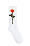 PALM ANGELS ROSE SOCKS IN WHITE COTTON,PMRA001E20FAB0040125 bianco