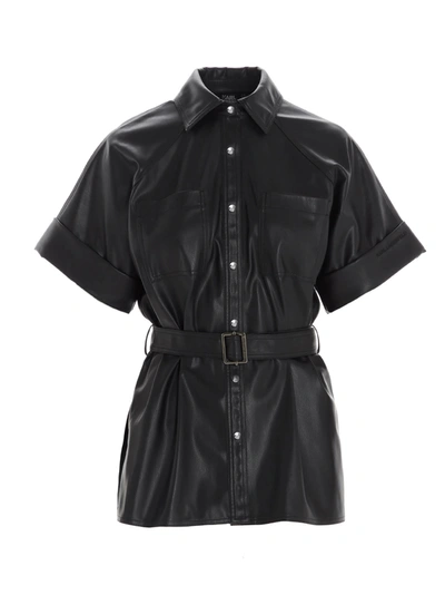Karl Lagerfeld Faux Leather Shirt In Black