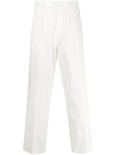 Gcds Mid-rise Straight-leg Trousers In White