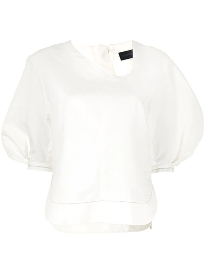 Eudon Choi Asymmetric-neck Puff-sleeve Blouse In White