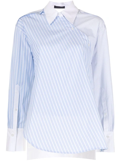 Eudon Choi Asymmetric Striped Shirt In Blue