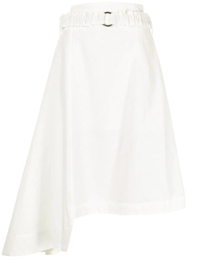 Eudon Choi Asymmetric-hem Belted-waist Skirt In White