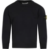 STONE ISLAND JUNIOR BLUE SWEATER FOR BOY WITH ICONIC PATCH,7316501A4V0020
