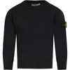 Stone Island Blue Sweatshirt For Boy With Iconic Compass In Blu