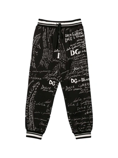 Dolce & Gabbana Kids' Black Sports Trousers In Nero.