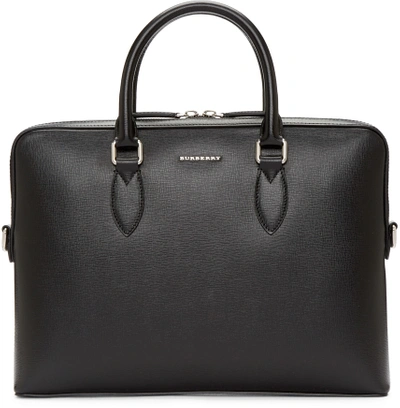 Burberry 'new London' Calfskin Leather Briefcase In Black